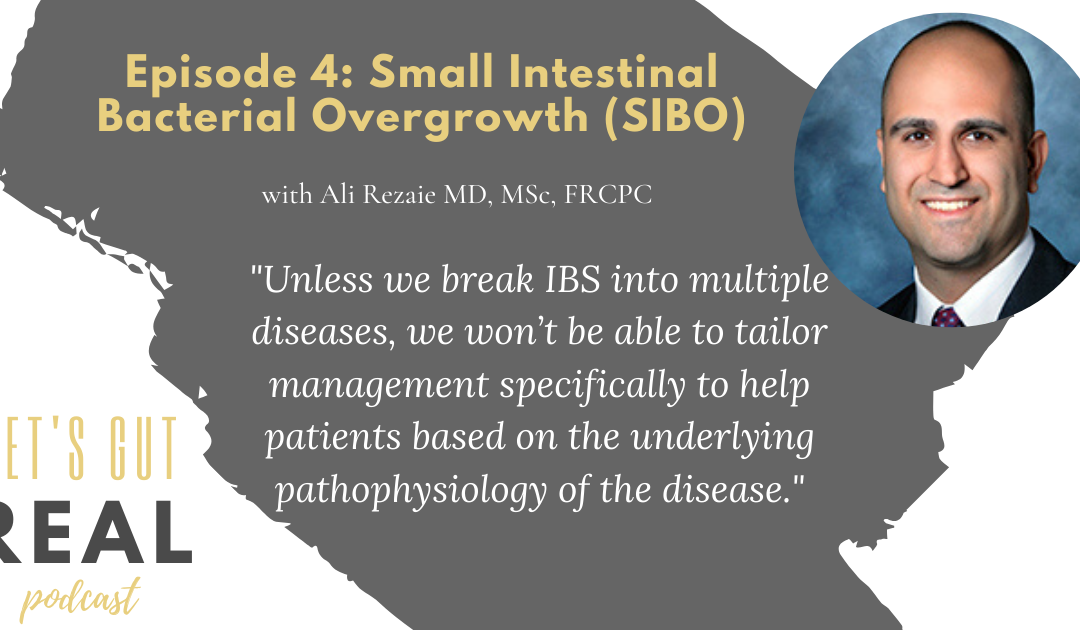 Andrea Hardy RD interviews Dr. Ali Rezaie, world renowned SIBO researcher on Let's Gut Real Podcast