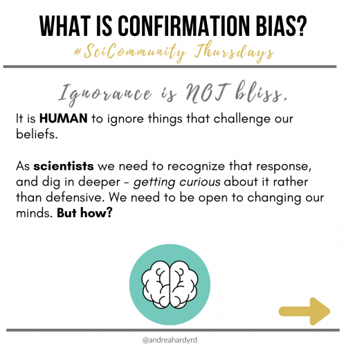 Image of @andreahardyrd Instagram post about confirmation bias