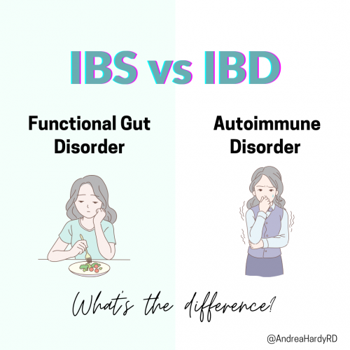 Image of @andreahardyrd Instagram post about the difference between IBS and IBD