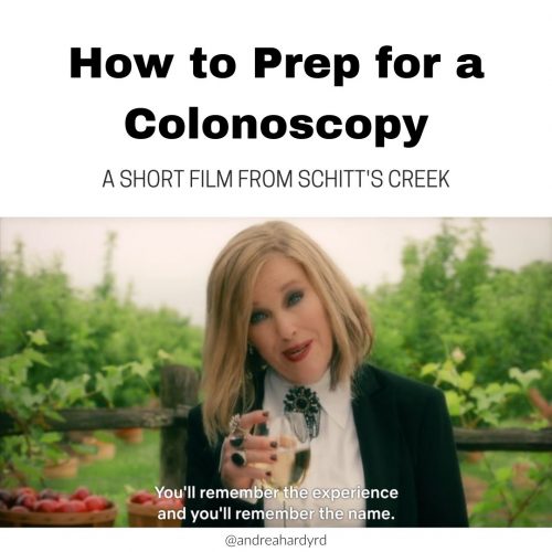 Image of @andreahardyrd Instagram post about colonoscopy prep