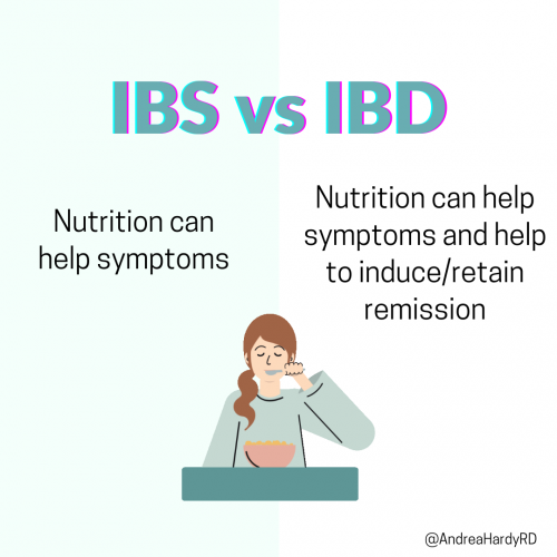 Image of @andreahardyrd Instagram post about the difference between IBS and IBD