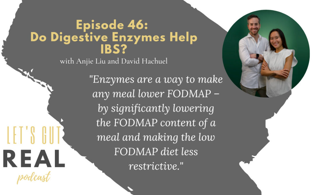 Image of Let's Gut Real Podcast Episode 46 with picture of Anjie Liu and David Hachuel from FODZYME